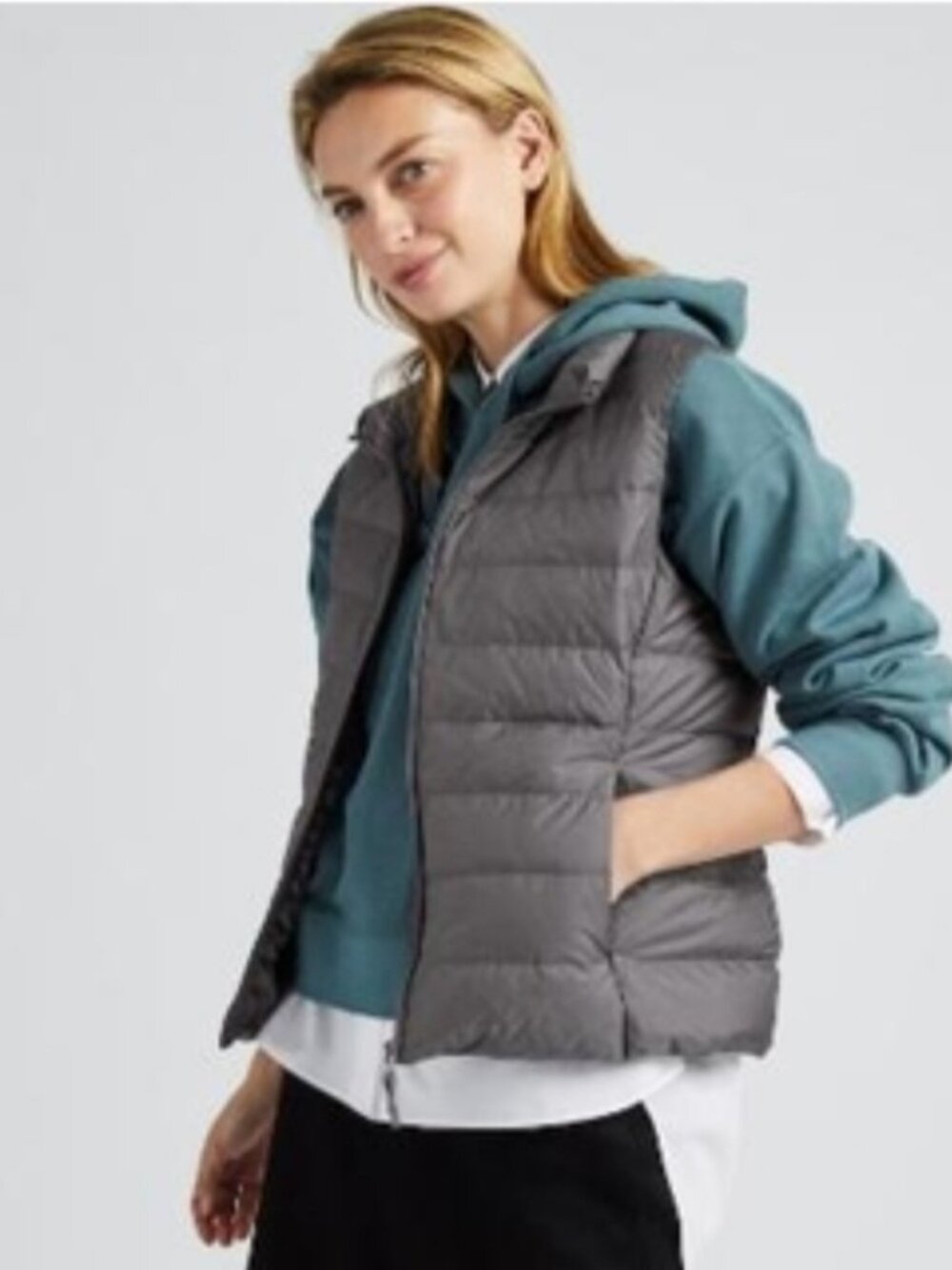 UNIQLO Women's Ultra Light Down Puffer Vest, Gray